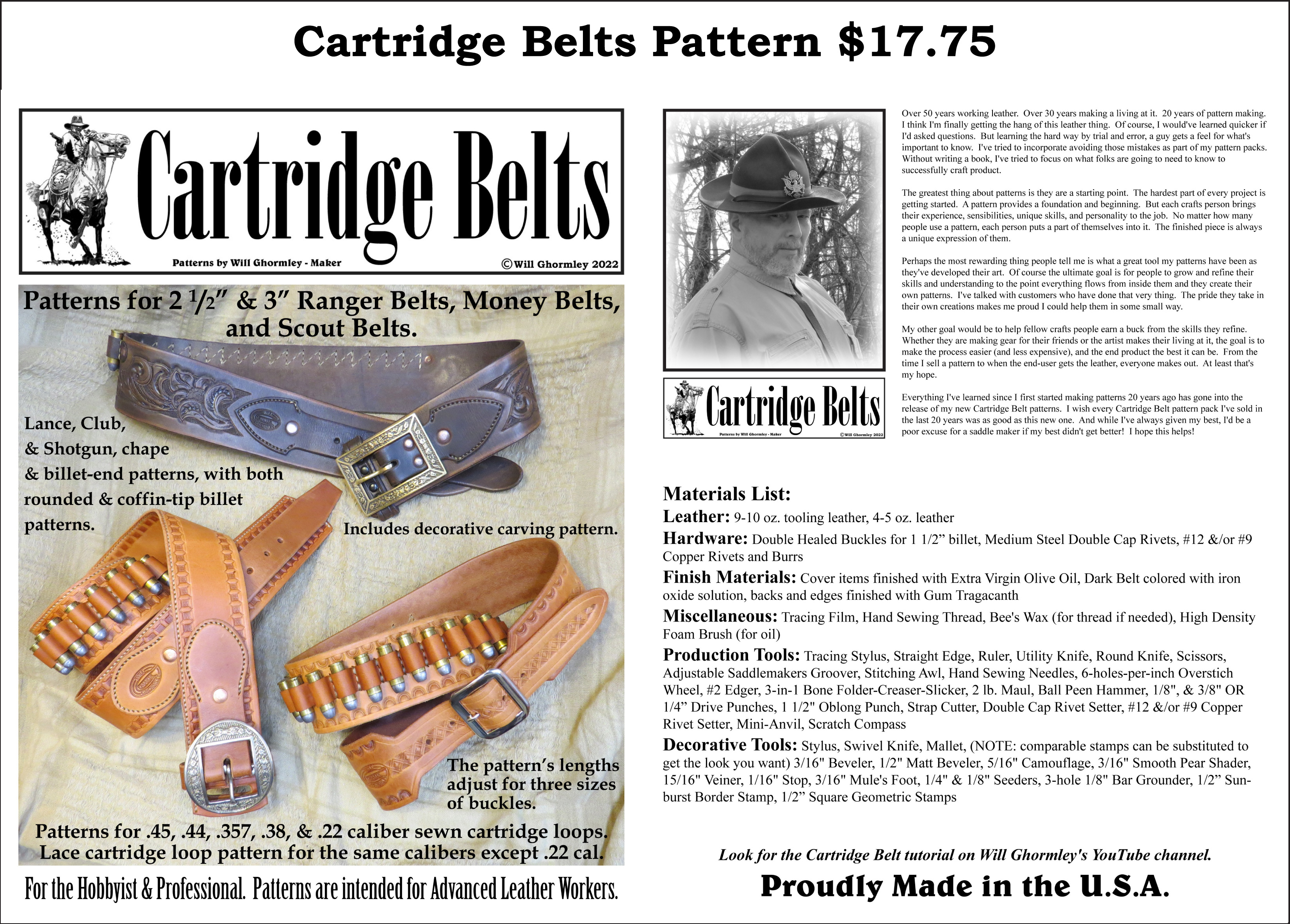 Cartridge Belts Pattern — $17.75